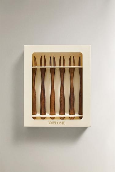 LOT FOURCHETTES APÉRITIF EN BOIS (LOT DE 6) - Marron de Zara - Image 3
