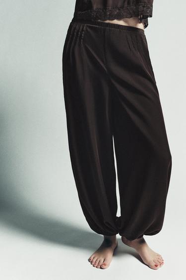 PANTALON BOUFFANT EN LYOCELL 100% - Marron de Zara - Image 1