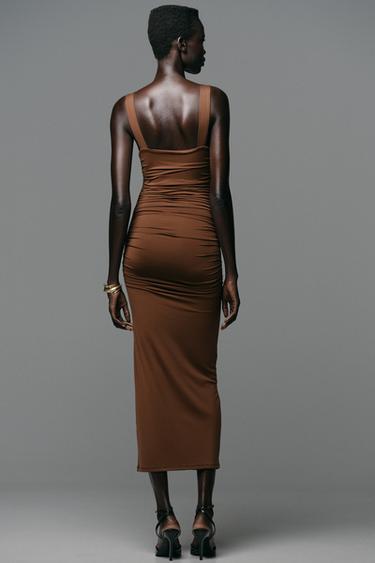 SHELL POLYAMIDE DRESS - Brown by Zara - Image 3