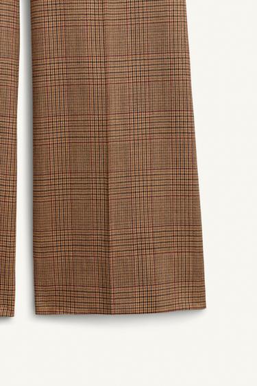 PANTALON FLARE À CARREAUX EN LAINE ÉDITION LIMITÉE - Marron de Zara - Image 6