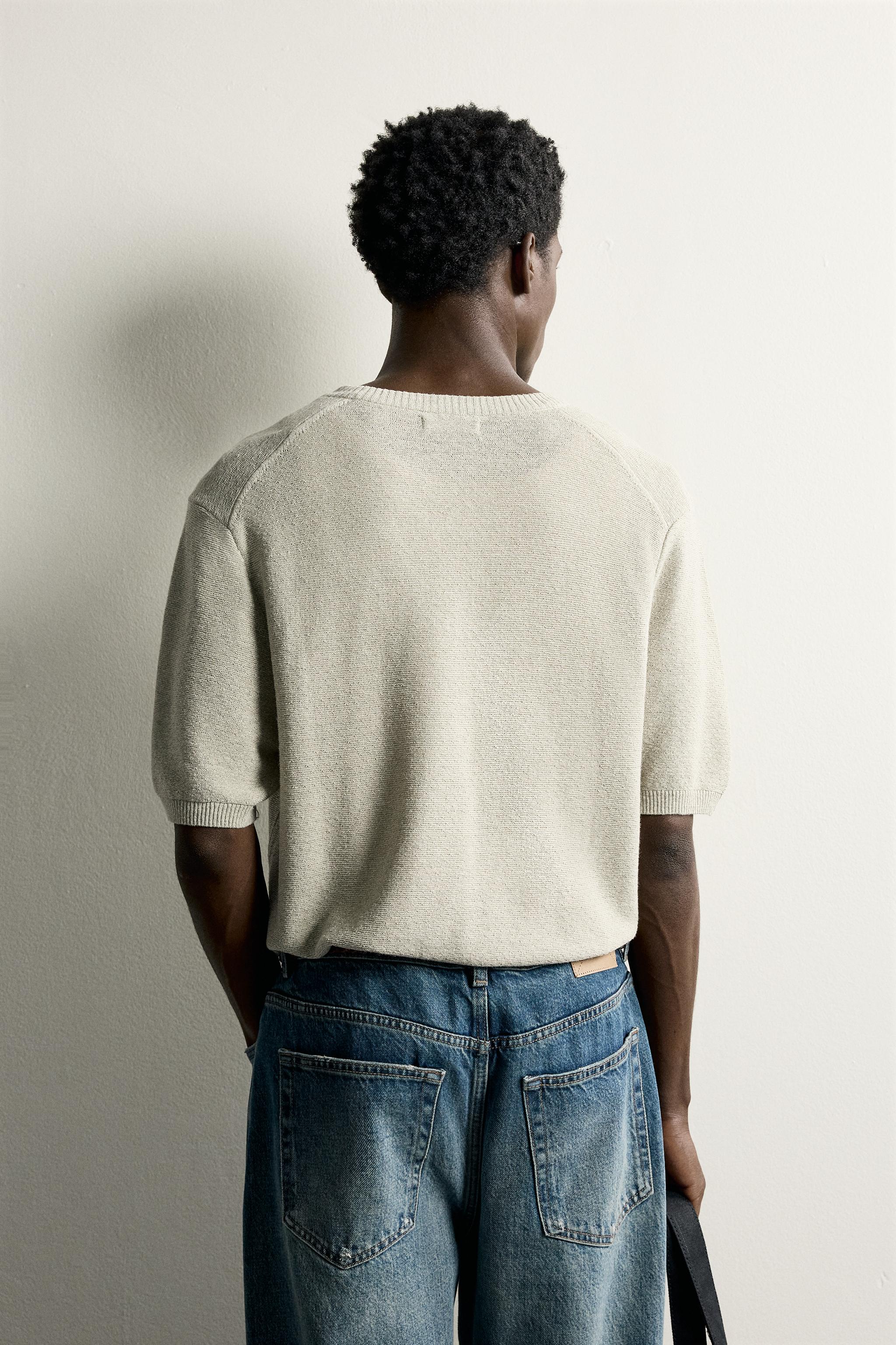 Zara HENLEY DÜĞMELİ TRİKO T-SHIRT görsel 3