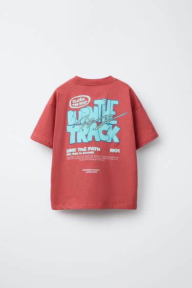 RAISED SLOGAN T-SHIRT - Red by Zara - Image 1