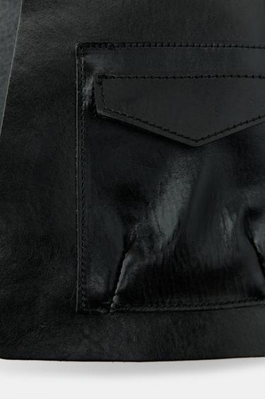 100% LEATHER SKIRT BELT WITH POCKETS - Black by Zara - Image 4