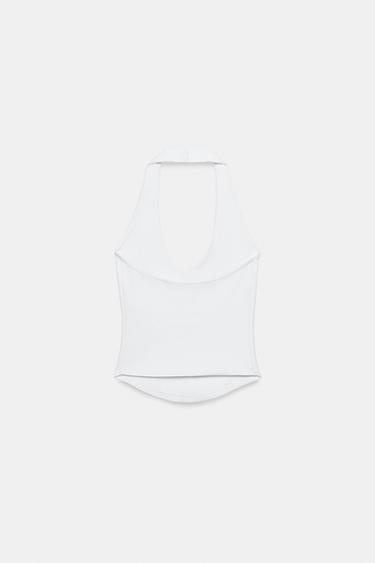 ROUNDED HEM HALTER TOP - White by Zara - Image 5