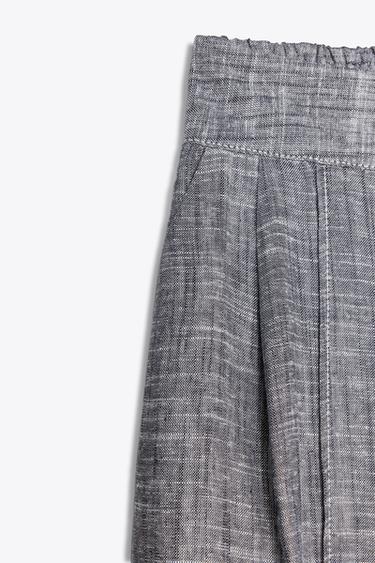 LINEN BLEND WIDE-LEG TROUSERS - Indigo by Zara - Image 9