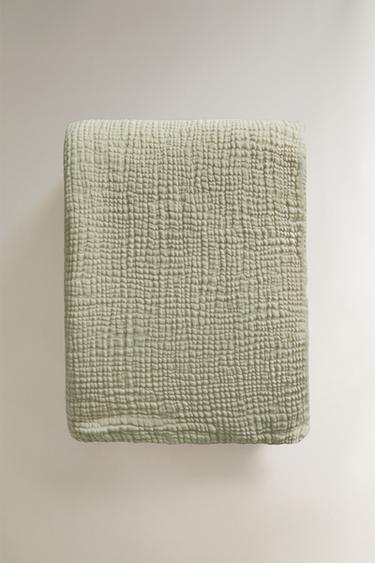 PLAIN MUSLIN THROW - Green by Zara