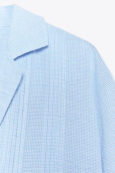 ZW COLLECTION TEXTURED OVERSIZE SHIRT - Blue/White by Zara - Image 7