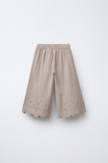 EMBROIDERED CULOTTES - Stone by Zara - Image 1