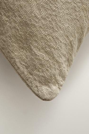JACQUARD COTTON THROW PILLOW COVER — Light beige 2