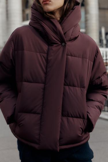 ANORAK COURT À CAPUCHE DÉPERLANT COUPE-VENT - Bordeaux de Zara - Image 1