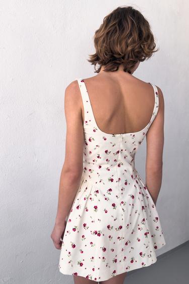 FLORAL PRINT VOLUME DRESS - Ecru / Red by Zara - Image 3