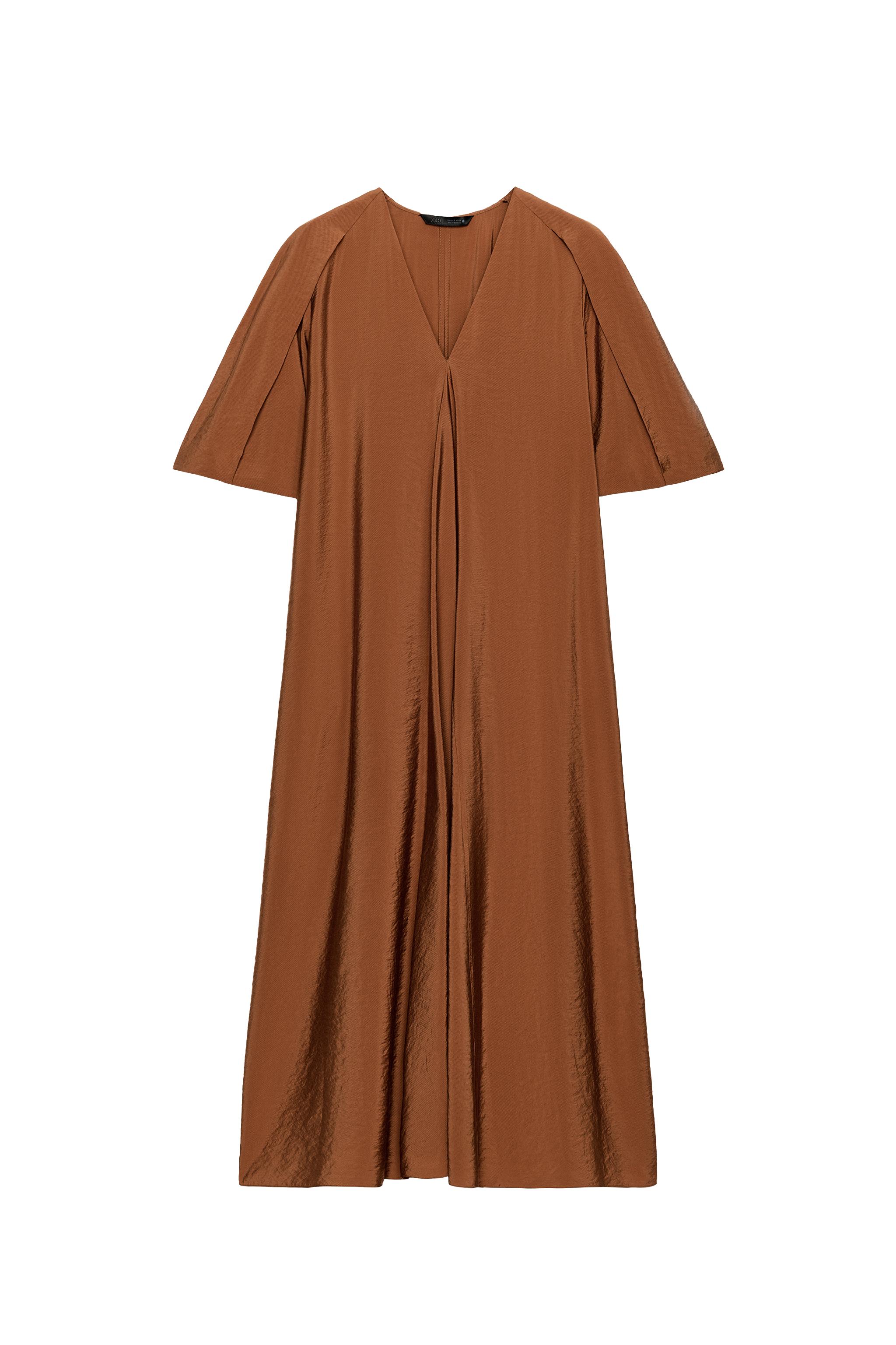 ZARA ワンピース ZW COLLECTION LIMITED EDITION テクスチャー入り生地ミディワンピース