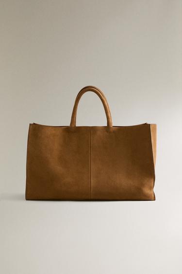 MAXI LEATHER SUEDE BAG — Camel Brown 2
