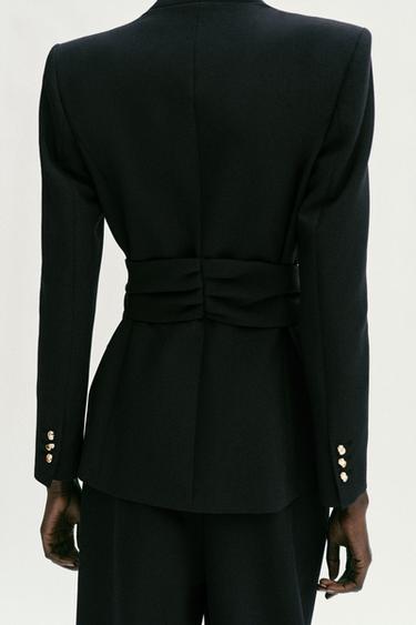 BLAZER WITH GOLDEN BUCKLE BELT SET - Black by Zara - Image 5