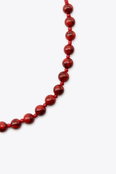 COLLAR BOLAS PIEDRAS - Rojo de Zara