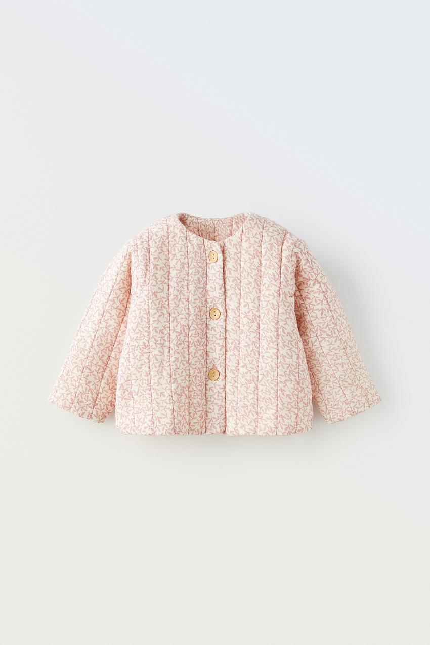 QUILTED JACKET WITH FLORAL PRINT - Mid-pink