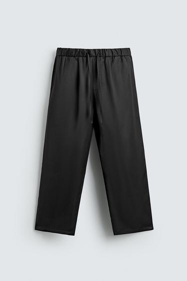 CALÇAS DE CINTURA JOGGER FLUIDAS - Preto da Zara