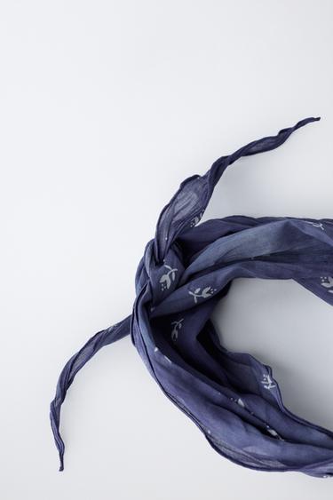 CRUMPLED EFFECT FLORAL BANDANA - Blue / Indigo by Zara - Image 2