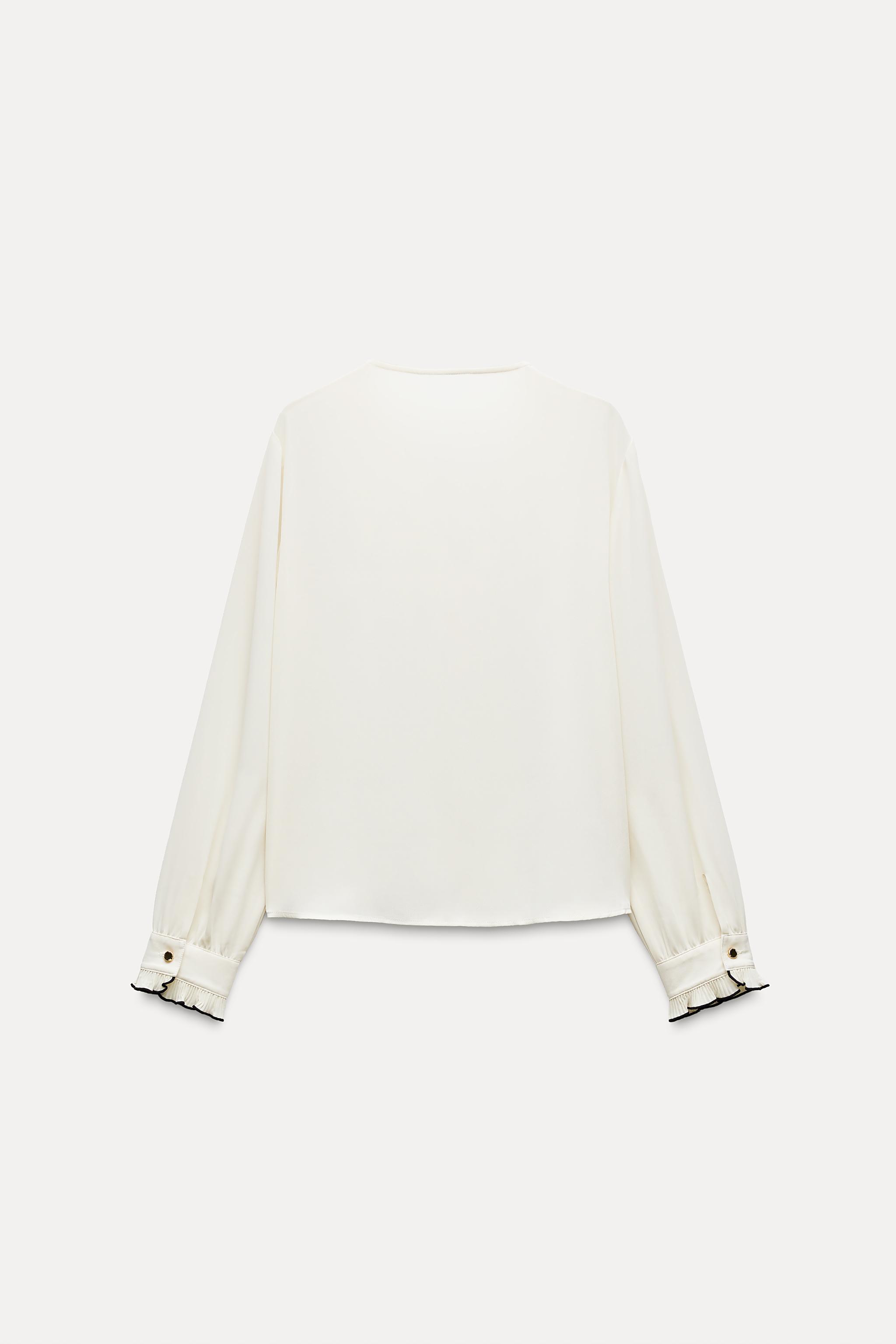 PLEATED RUFFLE BLOUSE - Ecru | ZARA United States