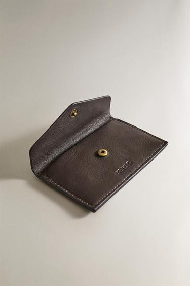 LEATHER WALLET - Brown / Green by Zara - Image 2