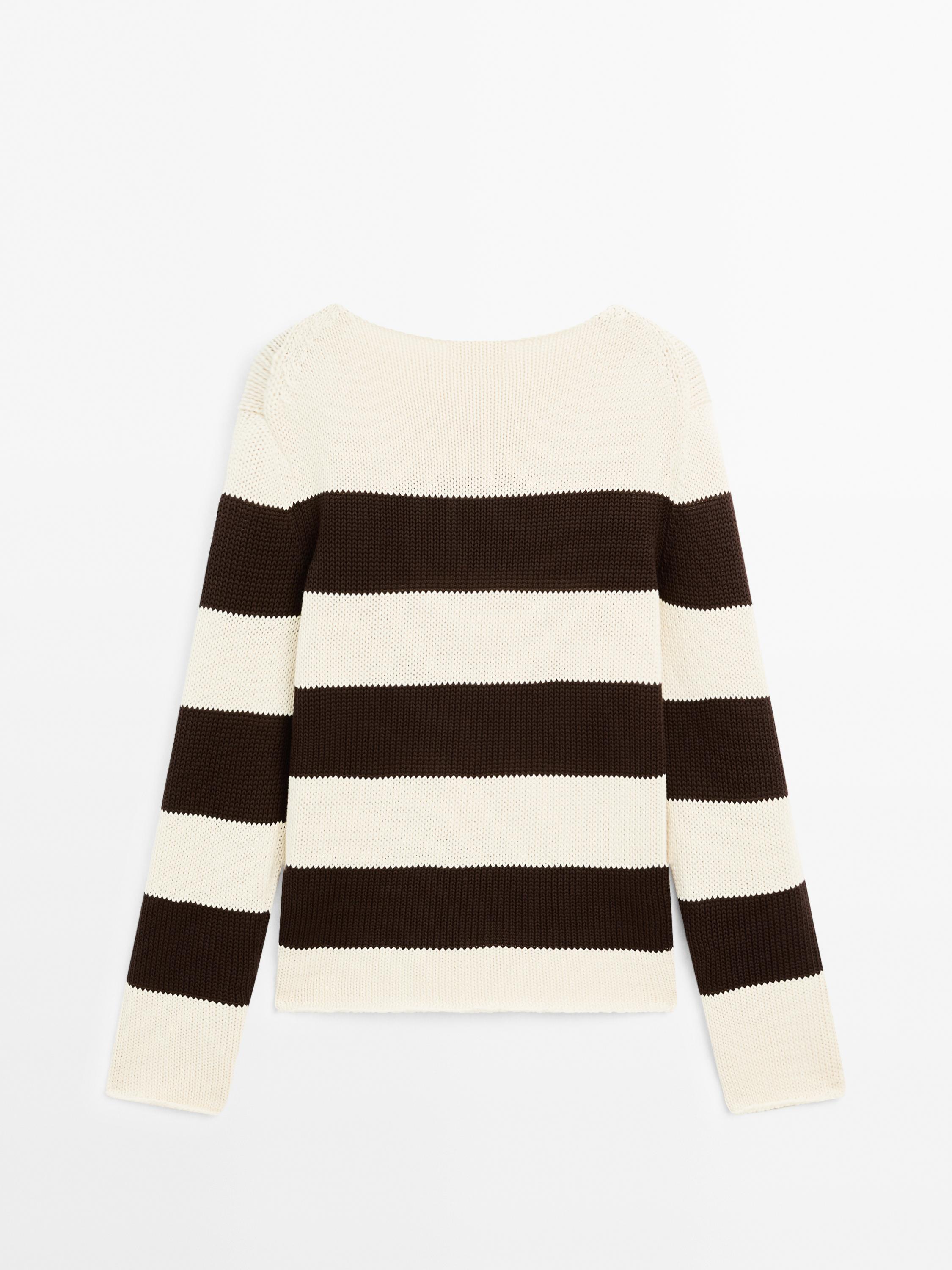 Pull à rayures en maille 100 % coton
