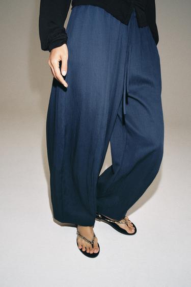 Zara ZW COLLECTION BARREL PANTS - Ink blue