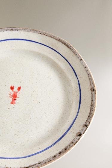 STONEWARE FISH DESSERT PLATE - White / Red by Zara - Image 2