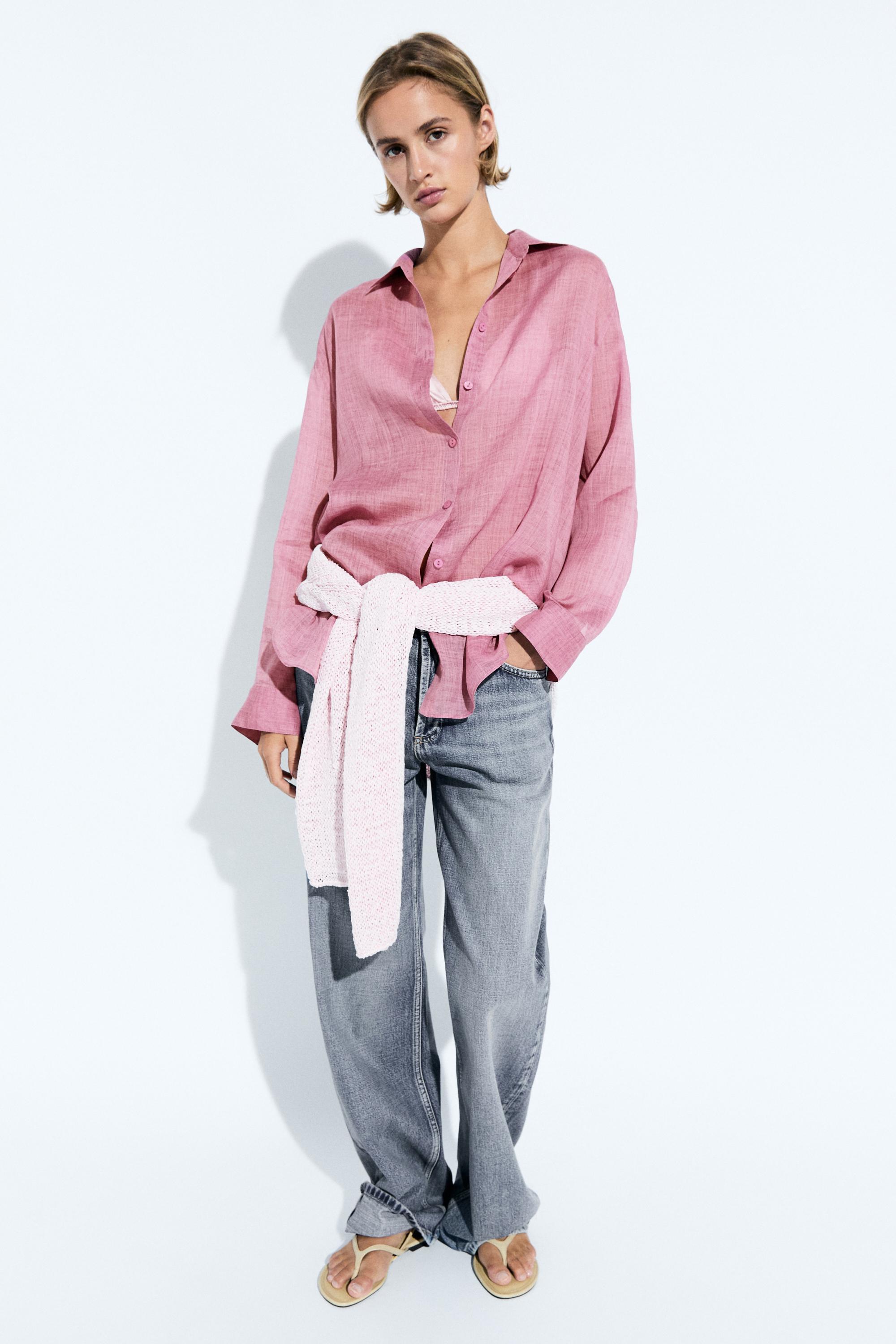 Flowing ramie blend shirt — BURGANDY MARS