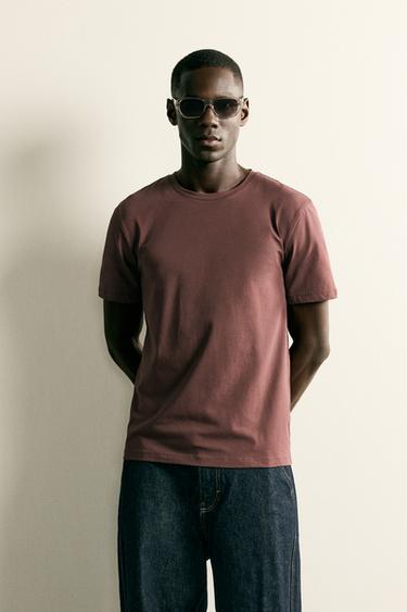 CAMISETA SLIM FIT - Ameixa da Zara