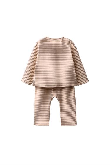 STRIPED T-SHIRT AND JOGGER PANTS SET — taupe brown 2