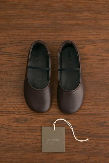 BALLERINES EN CUIR - Marron de Zara - Image 8
