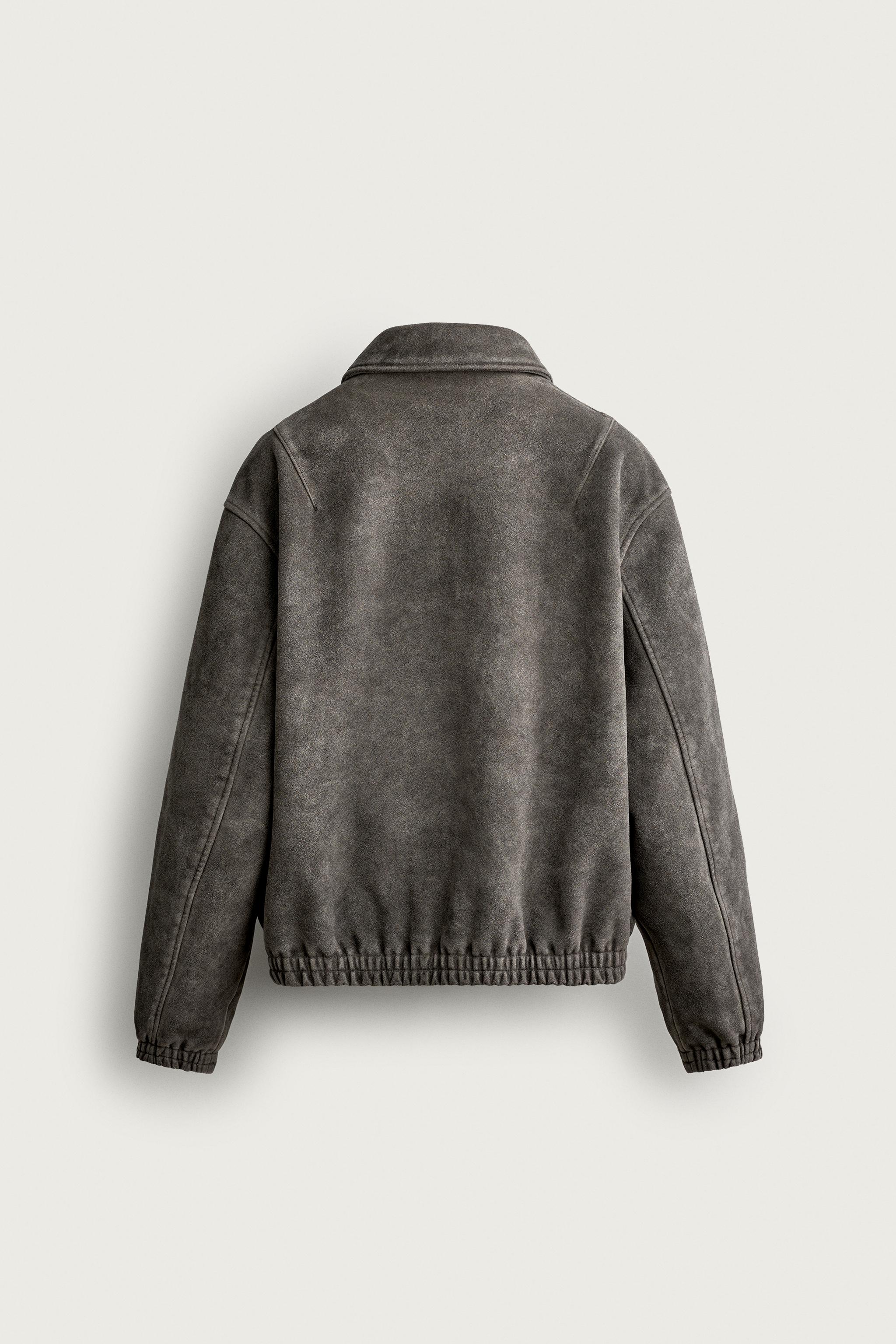WASHED FAUX SUEDE JACKET