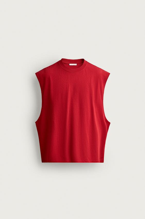 CAMISETA TANK LAVADA - Rojo de Zara - Imagen 0