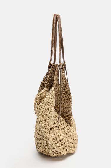 BRAIDED TOTE BAG - Light beige by Zara - Image 4