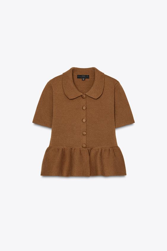 ÚPLETOVÝ KARDIGAN PEPLUM - Karamel od Zara - Obrázek 2