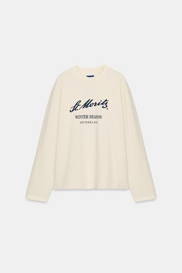 ST. MORITZ® LONG SLEEVE T-SHIRT - Ecru by Zara