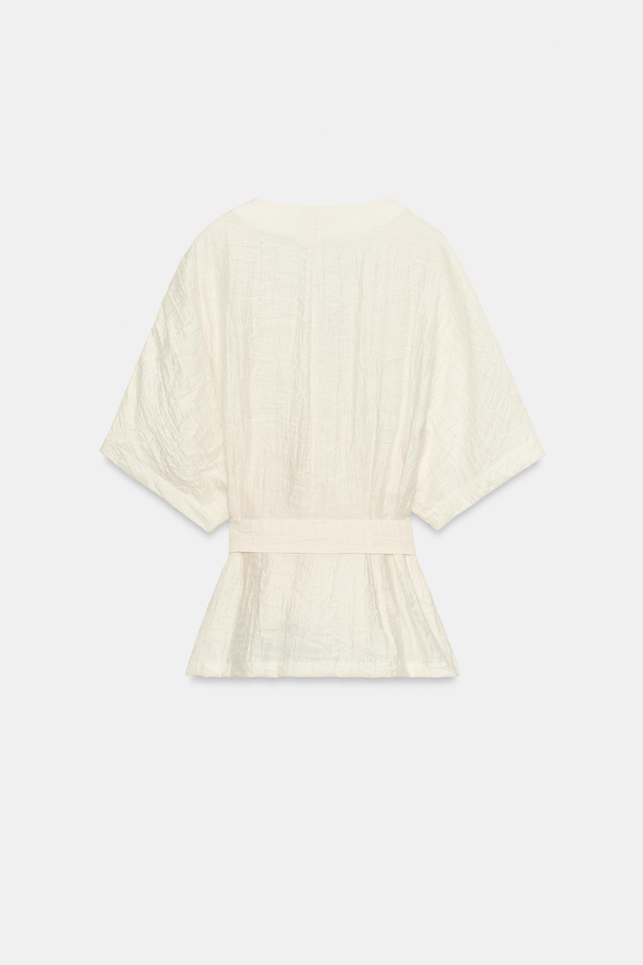 Женские топы Zara BELTED TOP WITH BUCKLE — фото 8