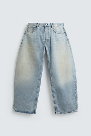 Zara 燈籠版牛仔褲 - 天藍色