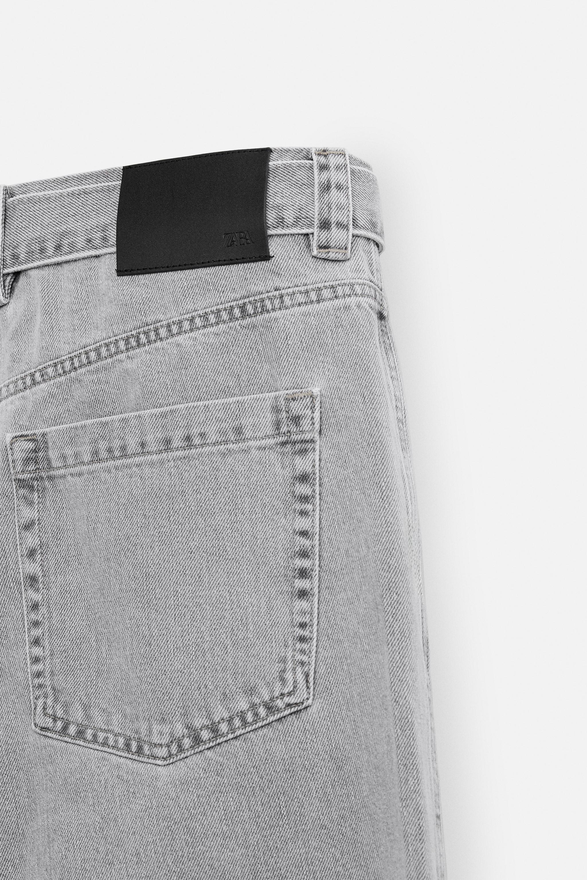 リラックスフィットベルト付きデニムパンツ - グレー | ZARA