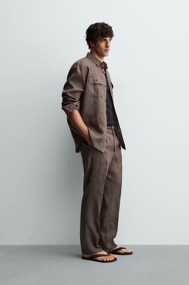 CHEMISE REGULAR FIT 100% LIN - Marron chiné de Zara - Image 3