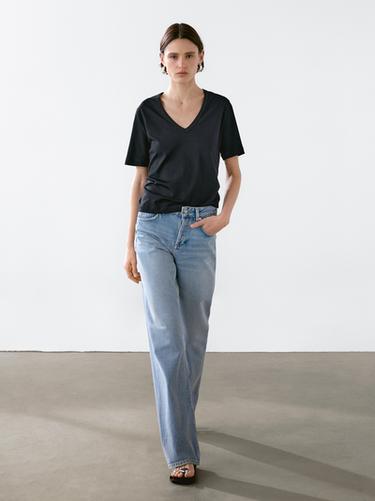 Zara 100% cotton short sleeve T-shirt - Black - Image 0