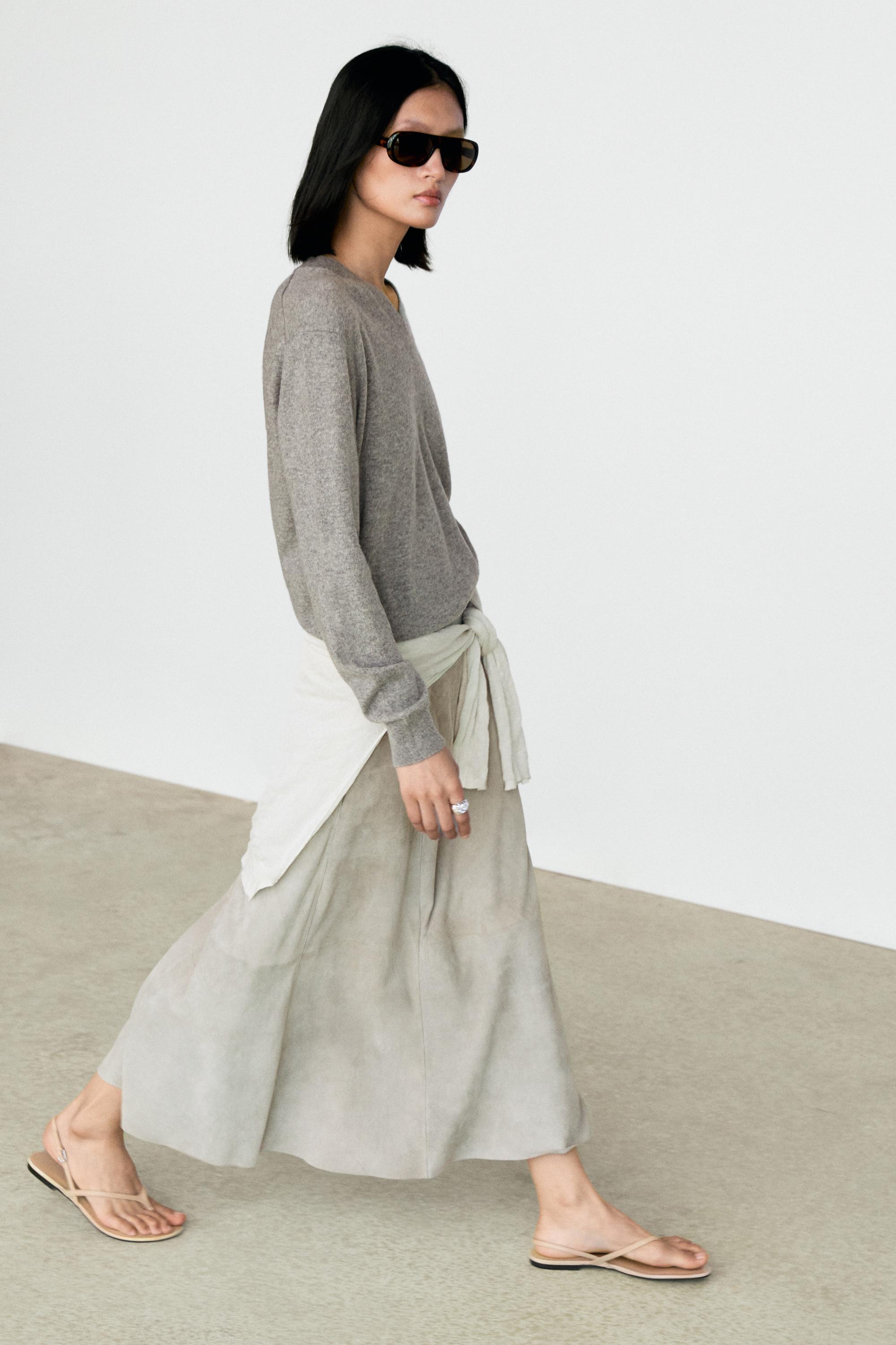 100% cashmere knit sweater — Gray marl