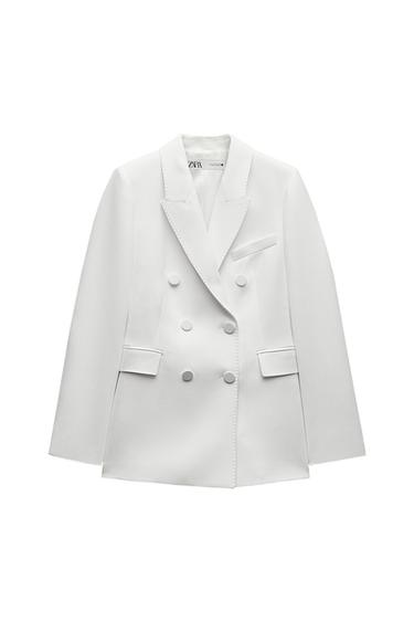 ZW COLLECTION FITTED DOUBLE-BREASTED BLAZER