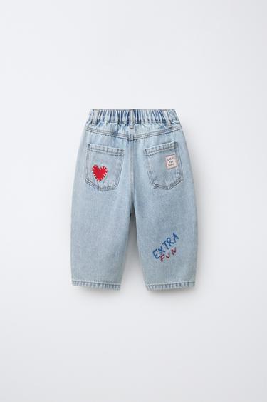 TEXANS BAGGY BRODAT DE CORS - Blau clar de Zara