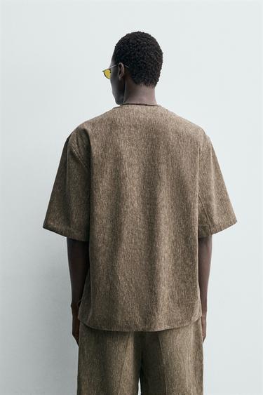 LINEN BLEND POLO SHIRT - Khaki by Zara - Image 2