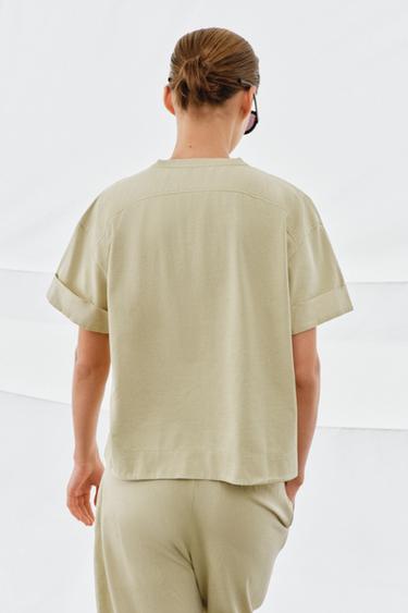 HEAVY COTTON SHORT SLEEVE T-SHIRT - Light green by Zara - Image 2