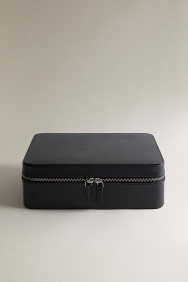 LEATHER WASH BAG WITH COMPARTMENTS - Black by Zara - Image 0