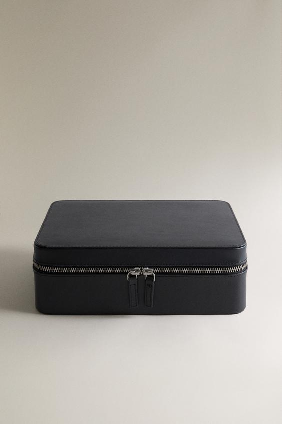 Zara LEATHER MAKEUP BAG WITH COMPARTMENTS - Black - Image 0