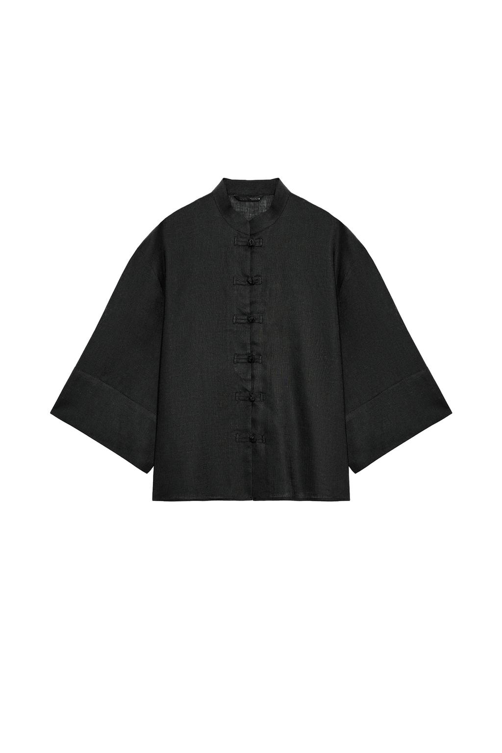 LINEN BLEND SHIRT WITH FROG FASTENING