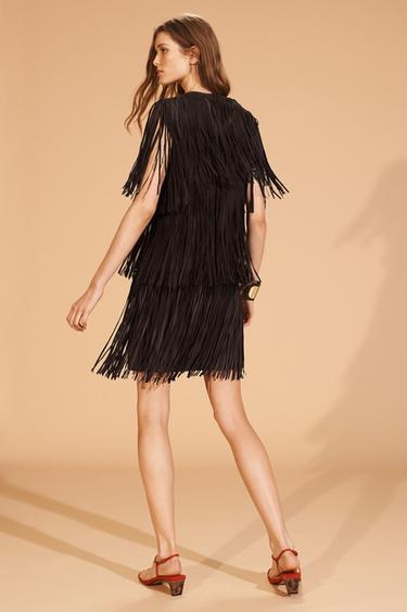 LIMITED EDITION SUEDE LEATHER FRINGE DRESS - Brown by Zara - Image 3